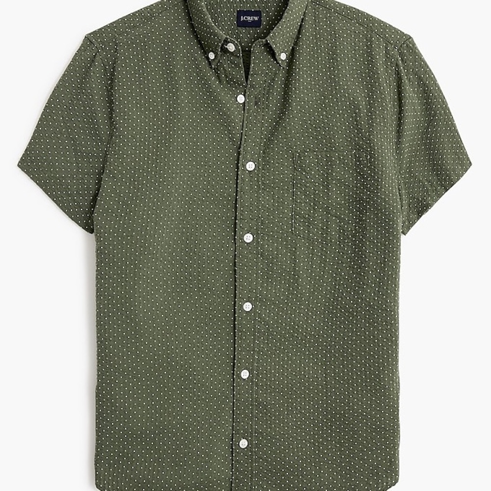 J. Crew Men's Green Polka Dot Shirt